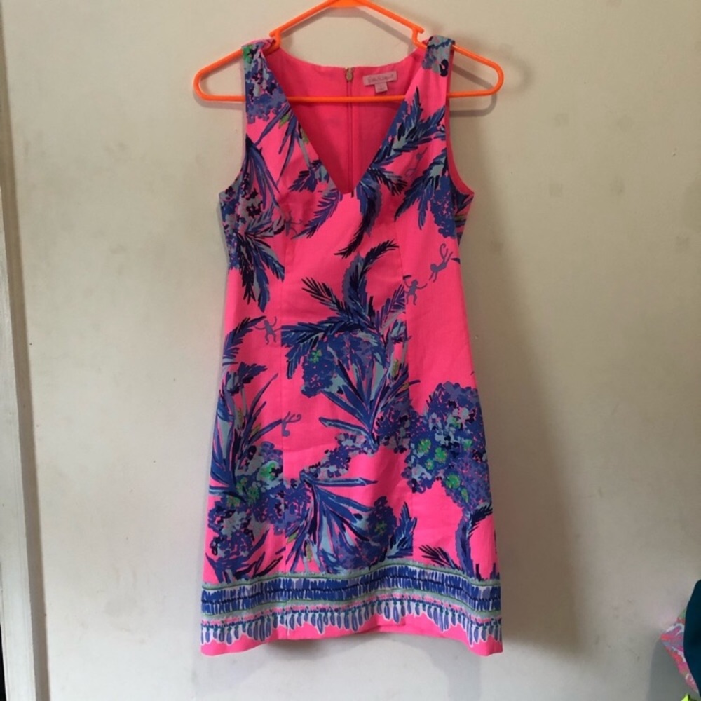 Lilly Pulitzer pink monkey print shift dress